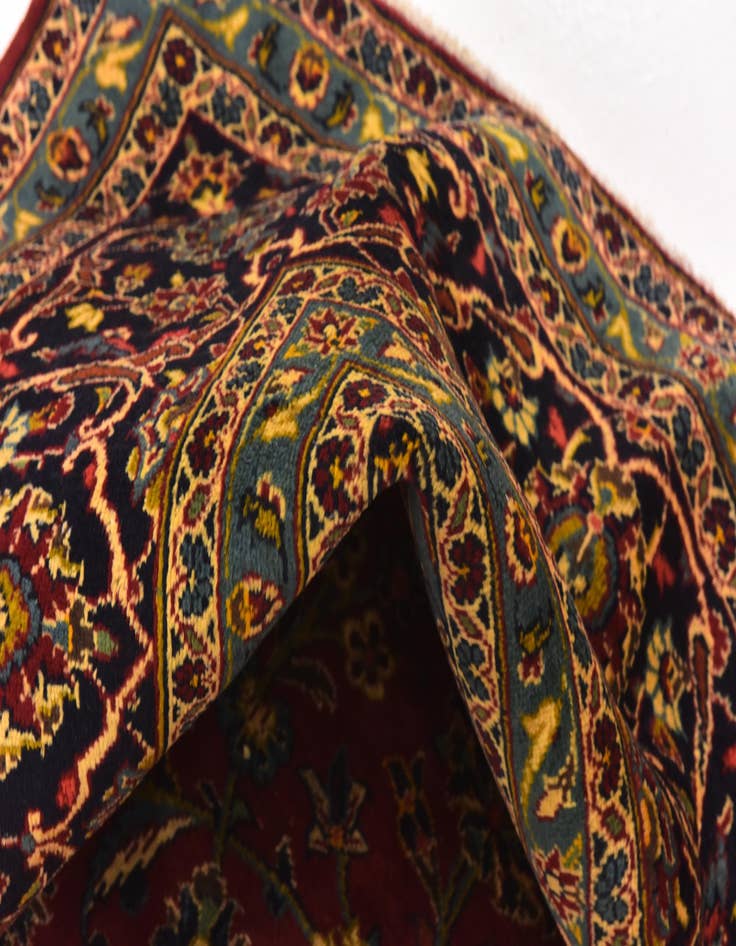 Detail image of  9' 7 x 13'  Hand Knotted Kashan Persian Wool Rug