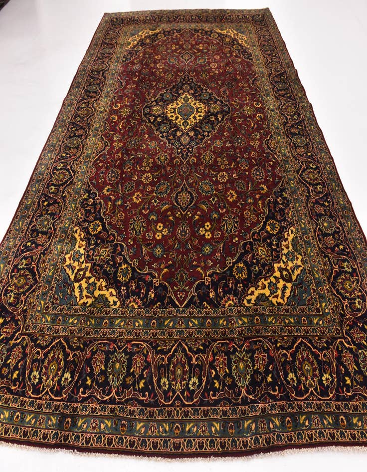 Detail image of  9' 7 x 13'  Hand Knotted Kashan Persian Wool Rug