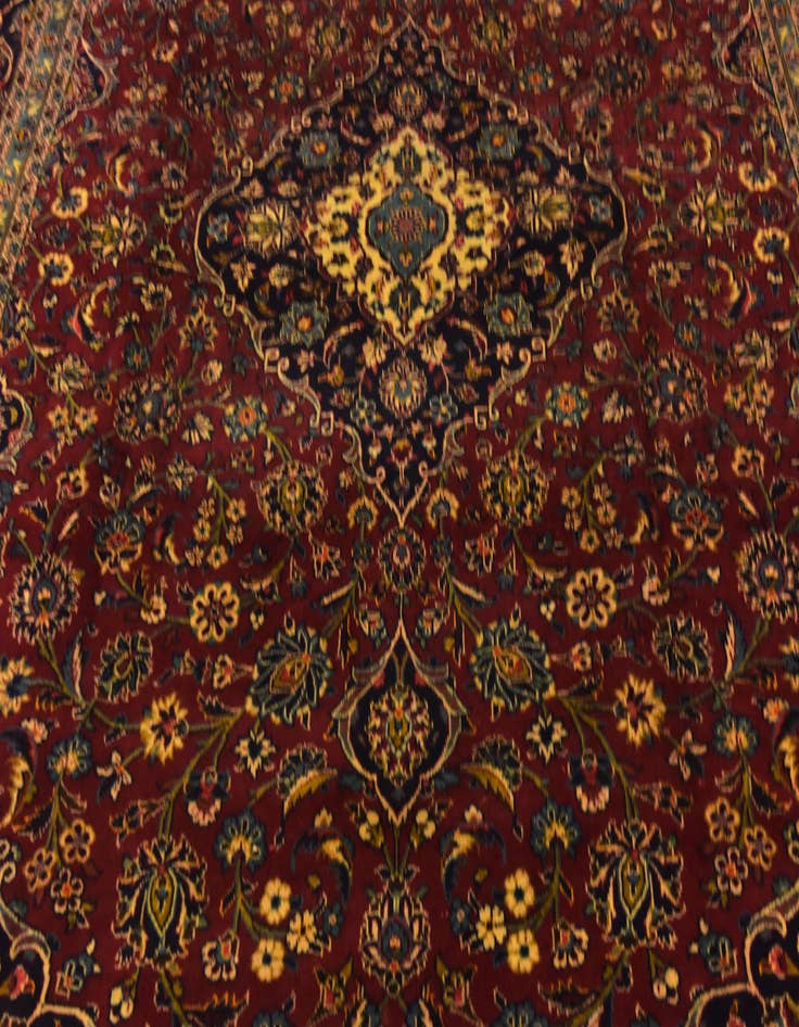 Detail image of  9' 7 x 13'  Hand Knotted Kashan Persian Wool Rug