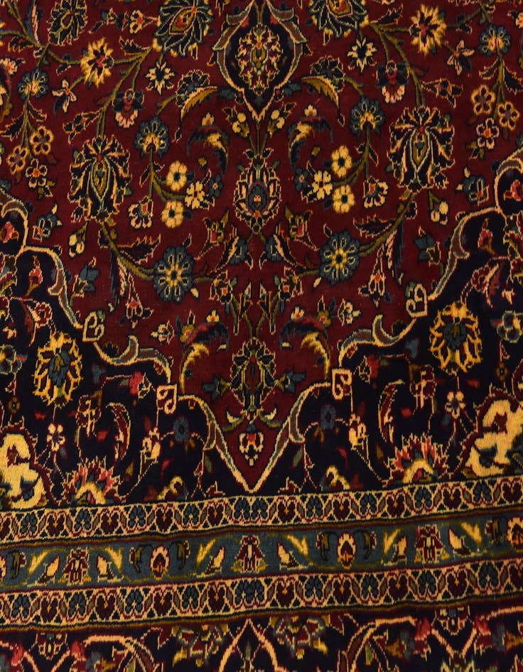 Detail image of  9' 7 x 13'  Hand Knotted Kashan Persian Wool Rug