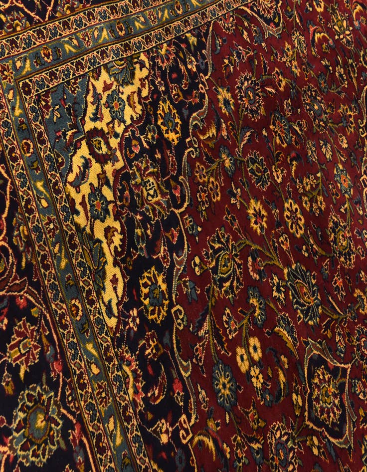 Detail image of  9' 7 x 13'  Hand Knotted Kashan Persian Wool Rug