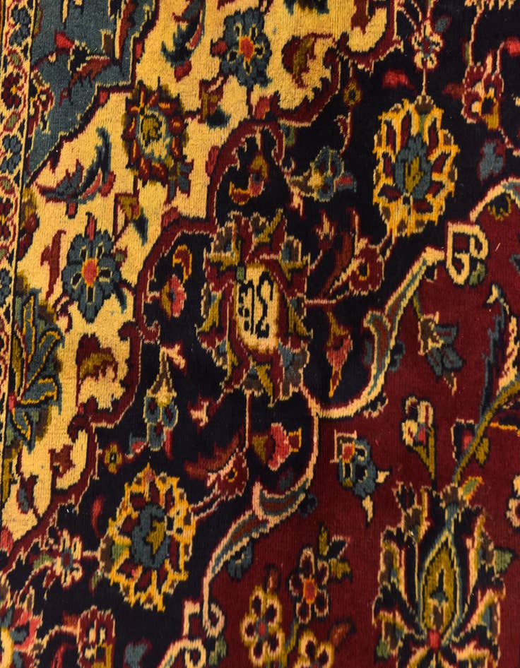 Detail image of  9' 7 x 13'  Hand Knotted Kashan Persian Wool Rug