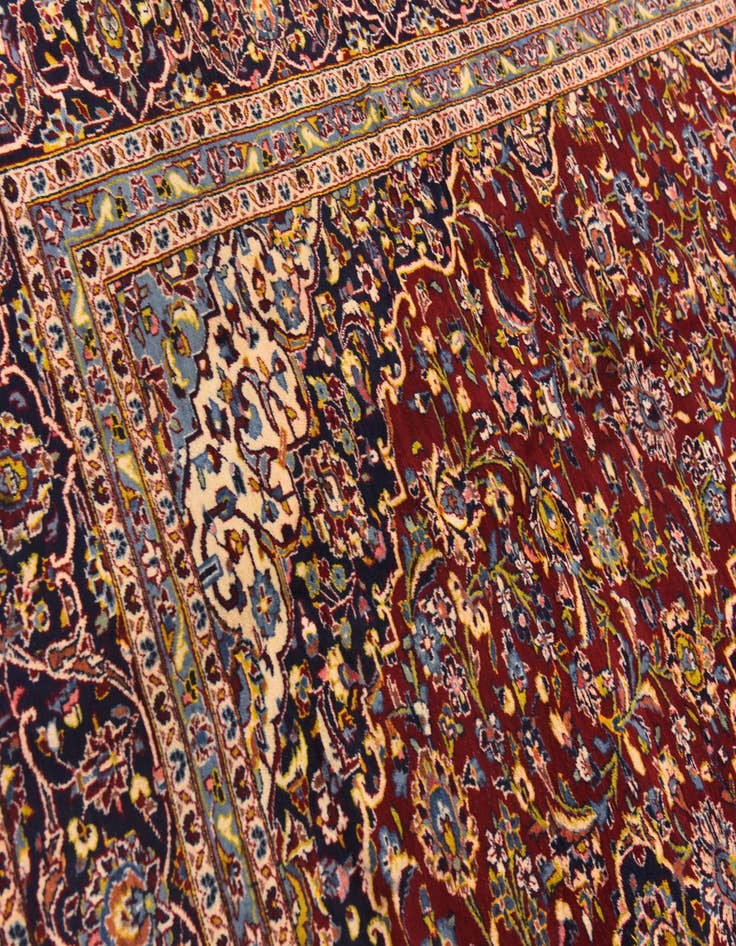 Detail image of  9' 10 x 12' 6  Hand Knotted Kashan Persian Wool Rug
