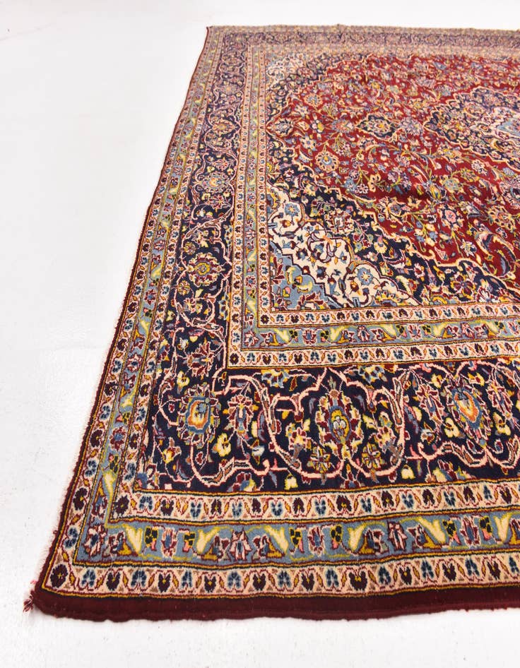 Detail image of  9' 10 x 12' 6  Hand Knotted Kashan Persian Wool Rug