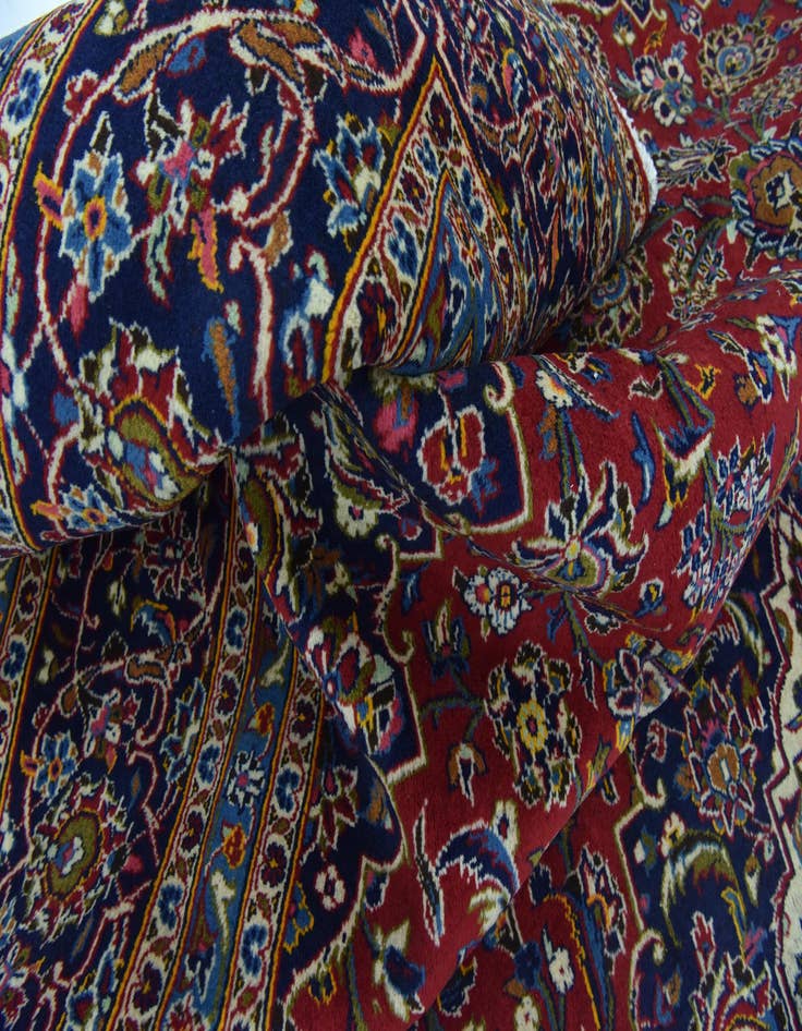 Detail image of  9' 8 x 13'  Hand Knotted Kashan Persian Wool Rug