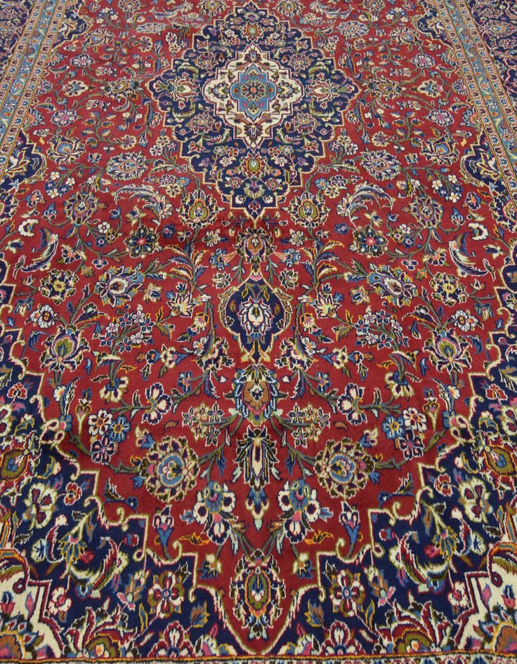 Detail image of  9' 8 x 13'  Hand Knotted Kashan Persian Wool Rug