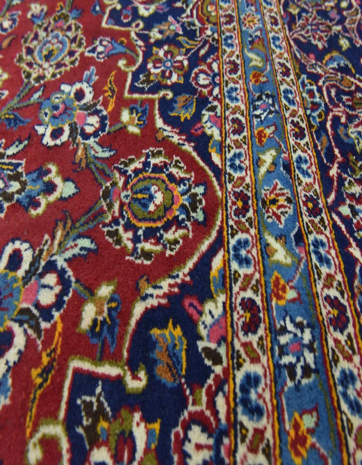 Detail image of  9' 8 x 13'  Hand Knotted Kashan Persian Wool Rug