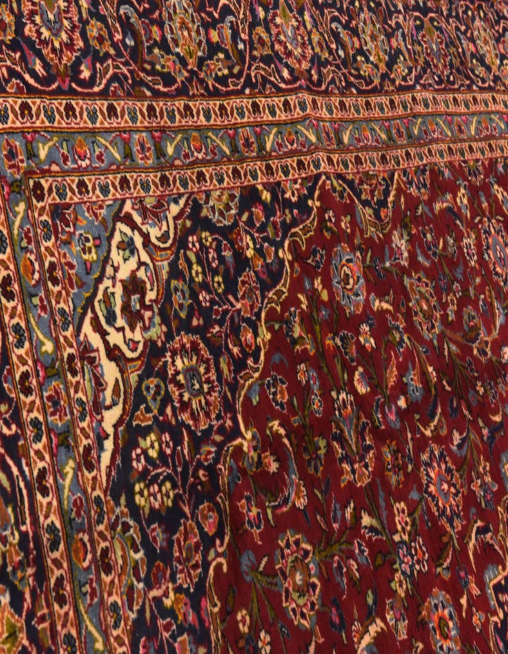 Detail image of  9' 7 x 13' 3  Hand Knotted Kashan Persian Wool Rug