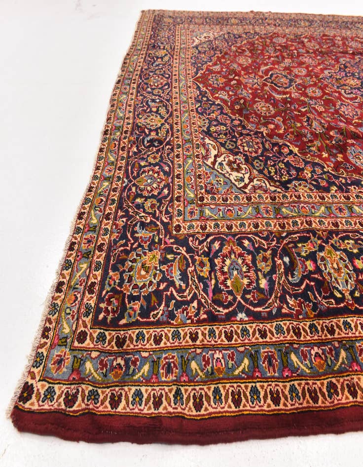 Detail image of  9' 7 x 13' 3  Hand Knotted Kashan Persian Wool Rug