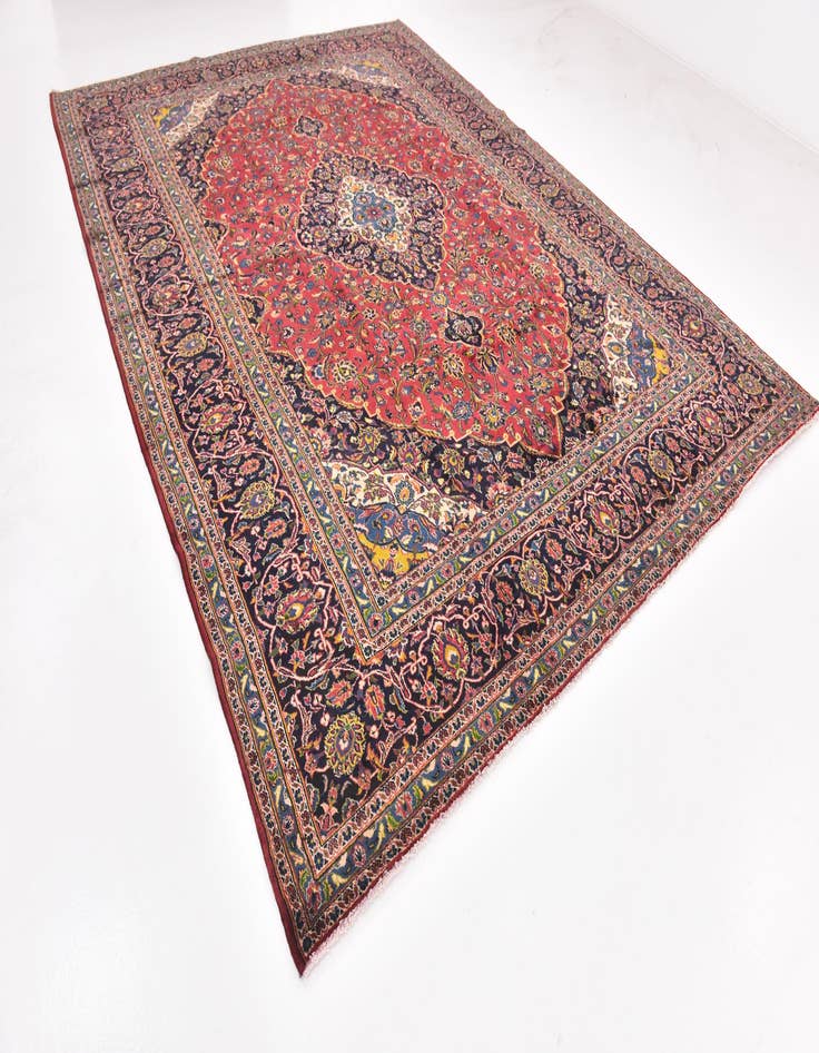 Detail image of  9' 6 x 12' 8  Hand Knotted Kashan Persian Wool Rug