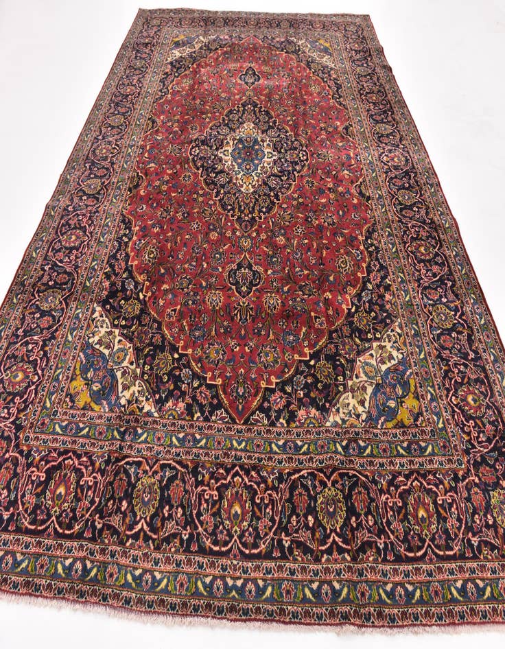 Detail image of  9' 6 x 12' 8  Hand Knotted Kashan Persian Wool Rug