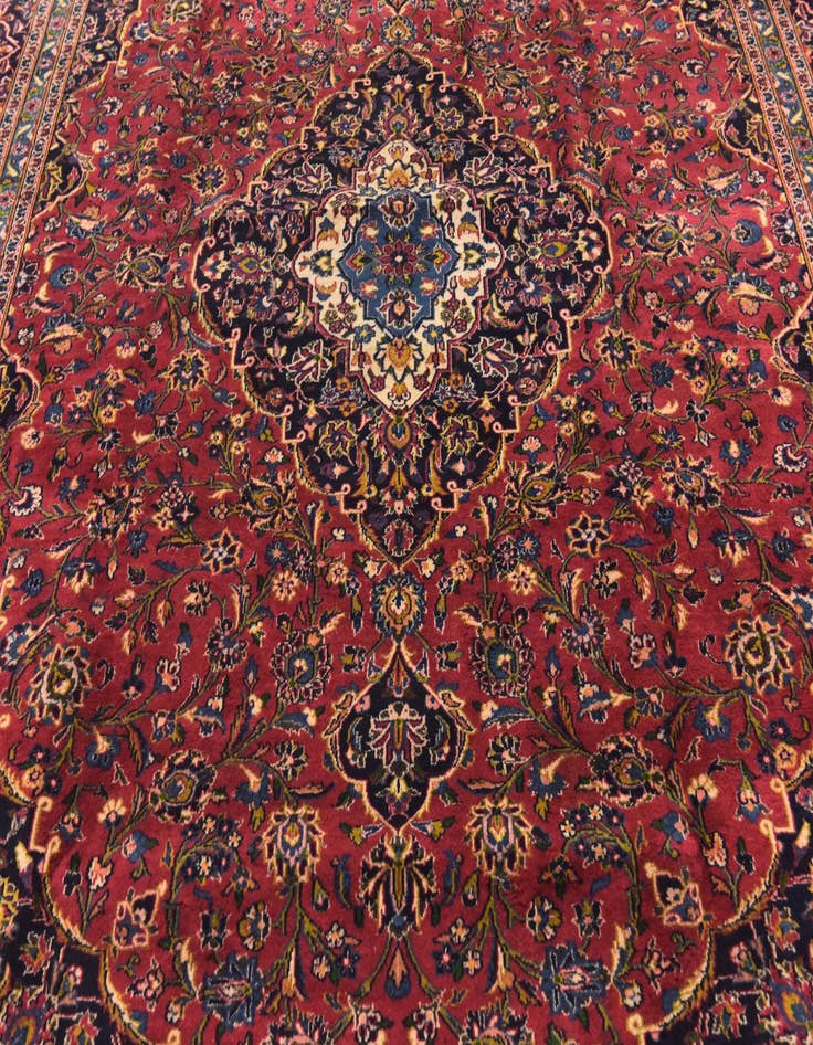 Detail image of  9' 6 x 12' 8  Hand Knotted Kashan Persian Wool Rug