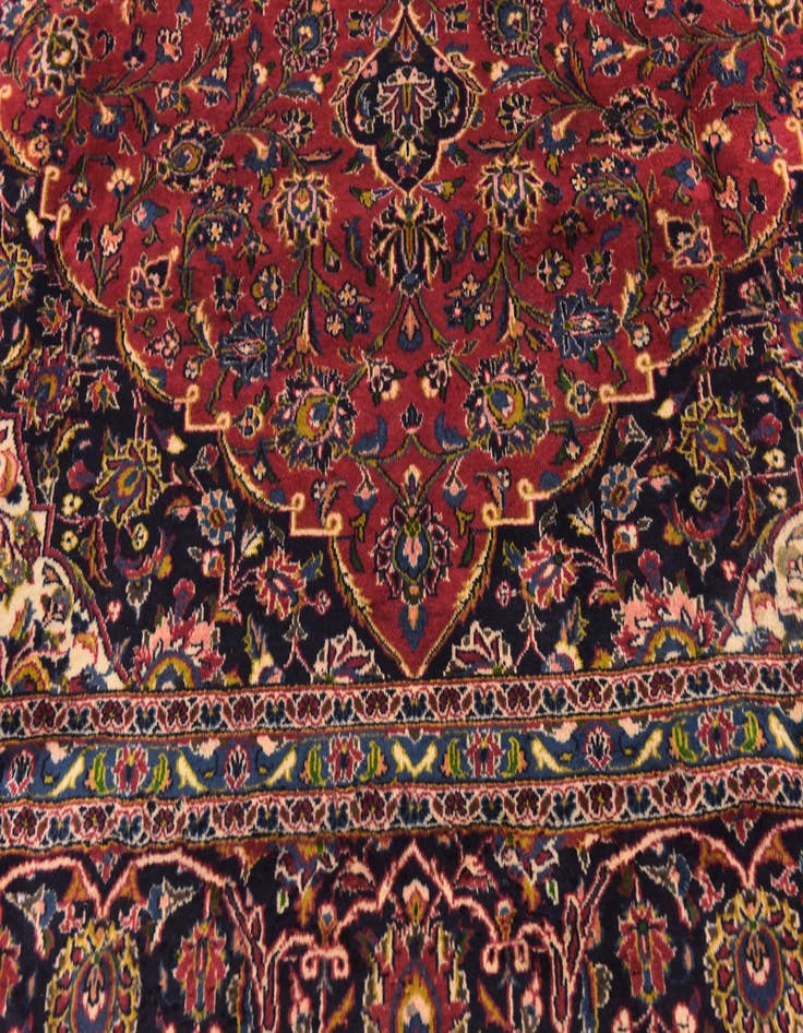 Detail image of  9' 6 x 12' 8  Hand Knotted Kashan Persian Wool Rug
