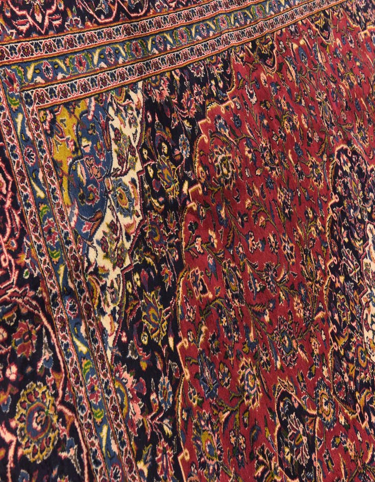 Detail image of  9' 6 x 12' 8  Hand Knotted Kashan Persian Wool Rug