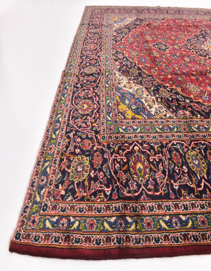 Detail image of  9' 6 x 12' 8  Hand Knotted Kashan Persian Wool Rug