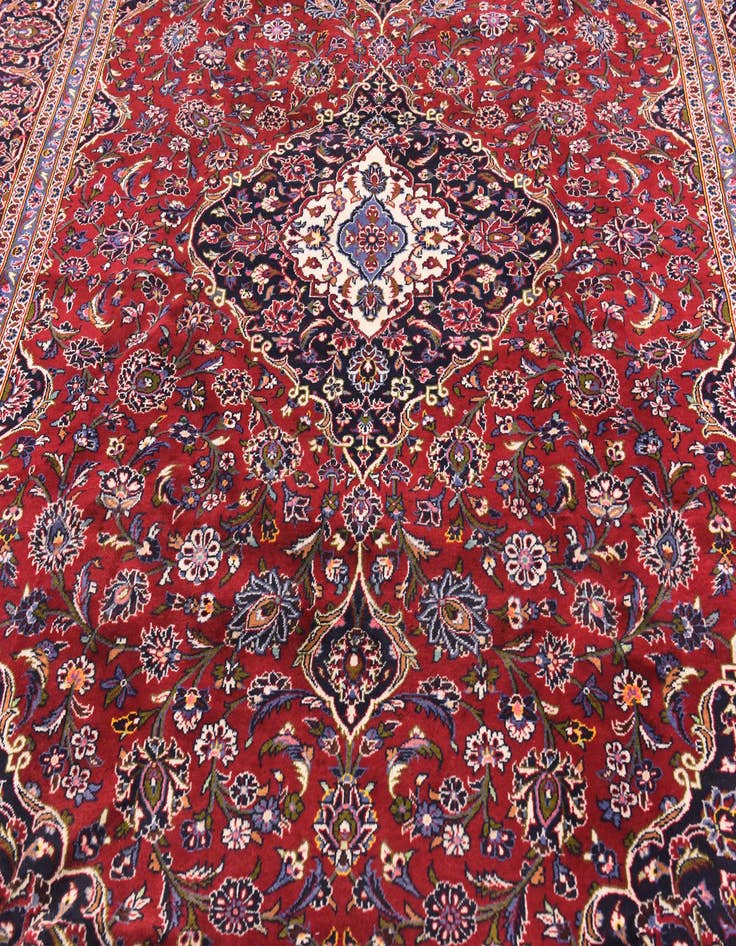 Detail image of  9' 8 x 13'  Hand Knotted Kashan Persian Wool Rug