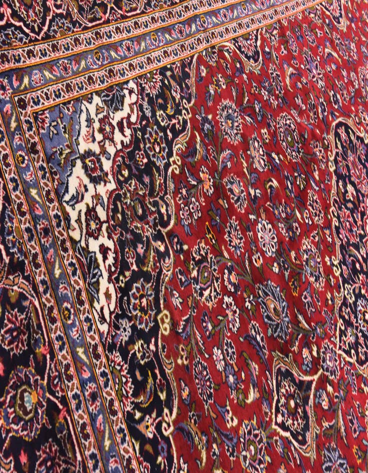Detail image of  9' 8 x 13'  Hand Knotted Kashan Persian Wool Rug