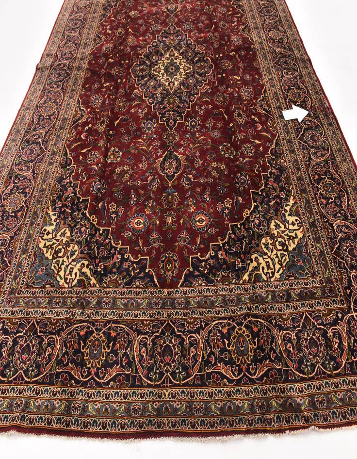 Detail image of  9' 7 x 13' 2  Hand Knotted Kashan Persian Wool Rug