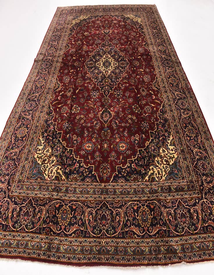 Detail image of  9' 7 x 13' 2  Hand Knotted Kashan Persian Wool Rug