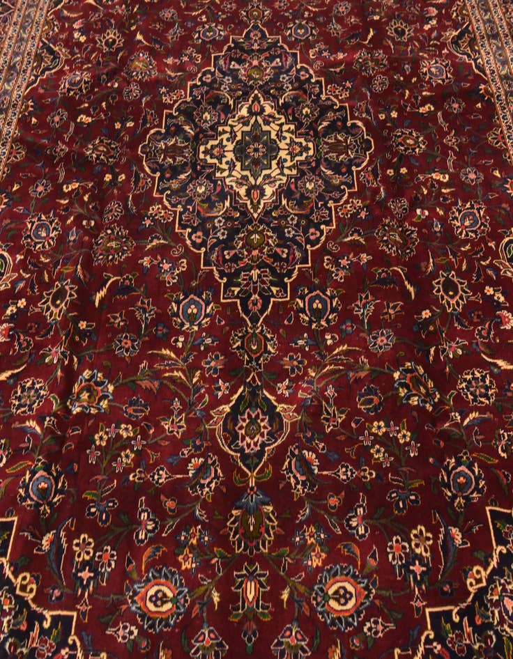 Detail image of  9' 7 x 13' 2  Hand Knotted Kashan Persian Wool Rug