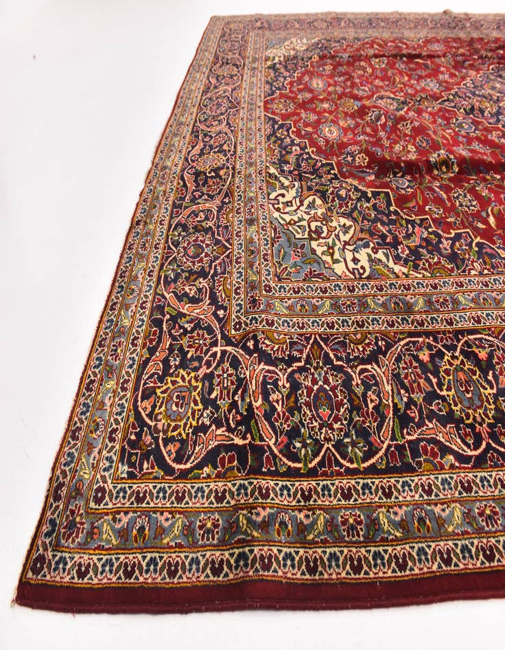 Detail image of  9' 7 x 13' 2  Hand Knotted Kashan Persian Wool Rug