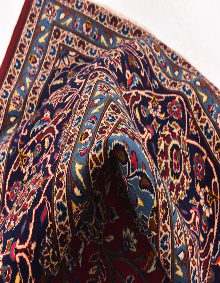 Detail image of  9' 9 x 13'  Hand Knotted Kashan Persian Wool Rug