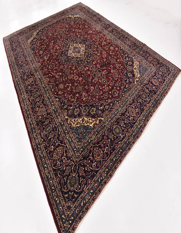 Detail image of  9' 9 x 13'  Hand Knotted Kashan Persian Wool Rug