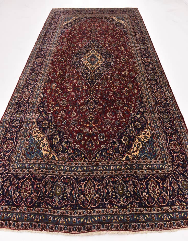 Detail image of  9' 9 x 13'  Hand Knotted Kashan Persian Wool Rug