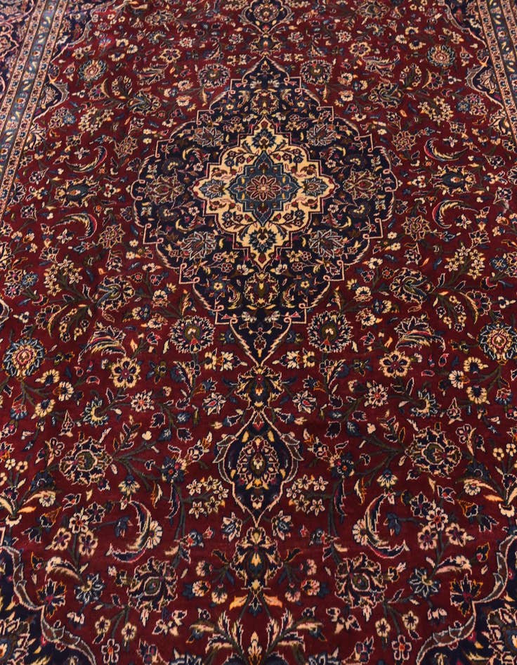 Detail image of  9' 9 x 13'  Hand Knotted Kashan Persian Wool Rug