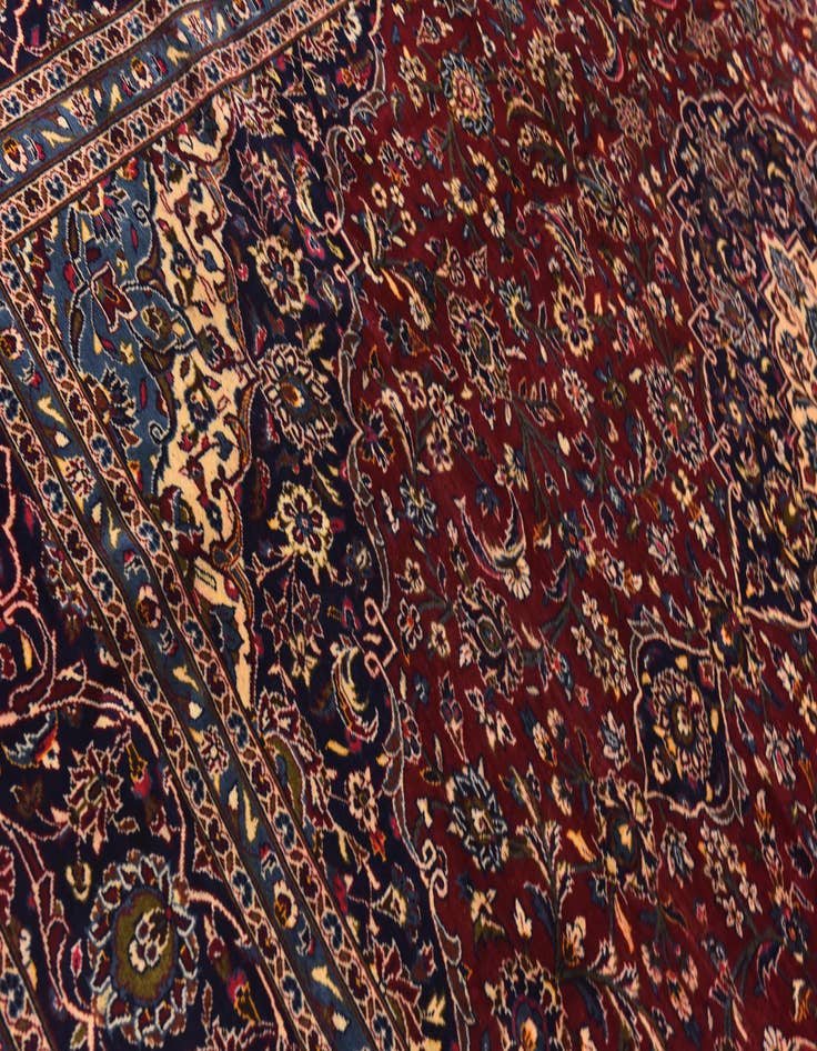 Detail image of  9' 9 x 13'  Hand Knotted Kashan Persian Wool Rug
