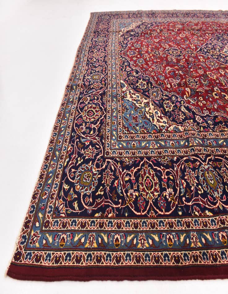 Detail image of  9' 9 x 13'  Hand Knotted Kashan Persian Wool Rug