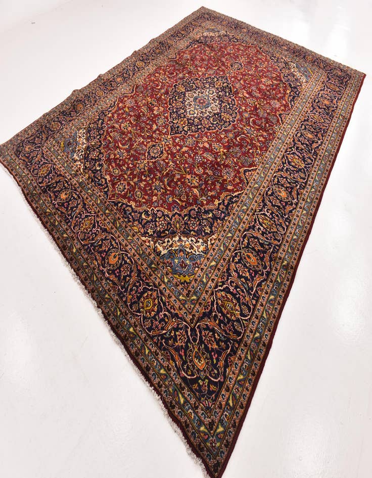 Detail image of  9' 6 x 12' 7  Hand Knotted Kashan Persian Wool Rug