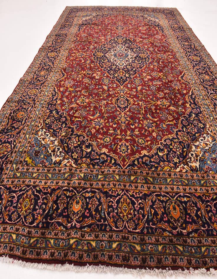 Detail image of  9' 6 x 12' 7  Hand Knotted Kashan Persian Wool Rug