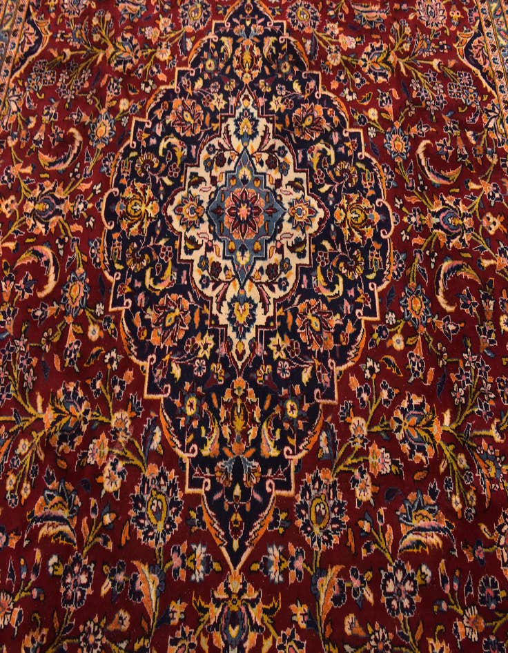 Detail image of  9' 6 x 12' 7  Hand Knotted Kashan Persian Wool Rug