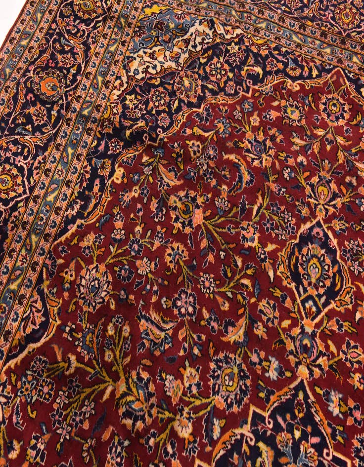Detail image of  9' 6 x 12' 7  Hand Knotted Kashan Persian Wool Rug