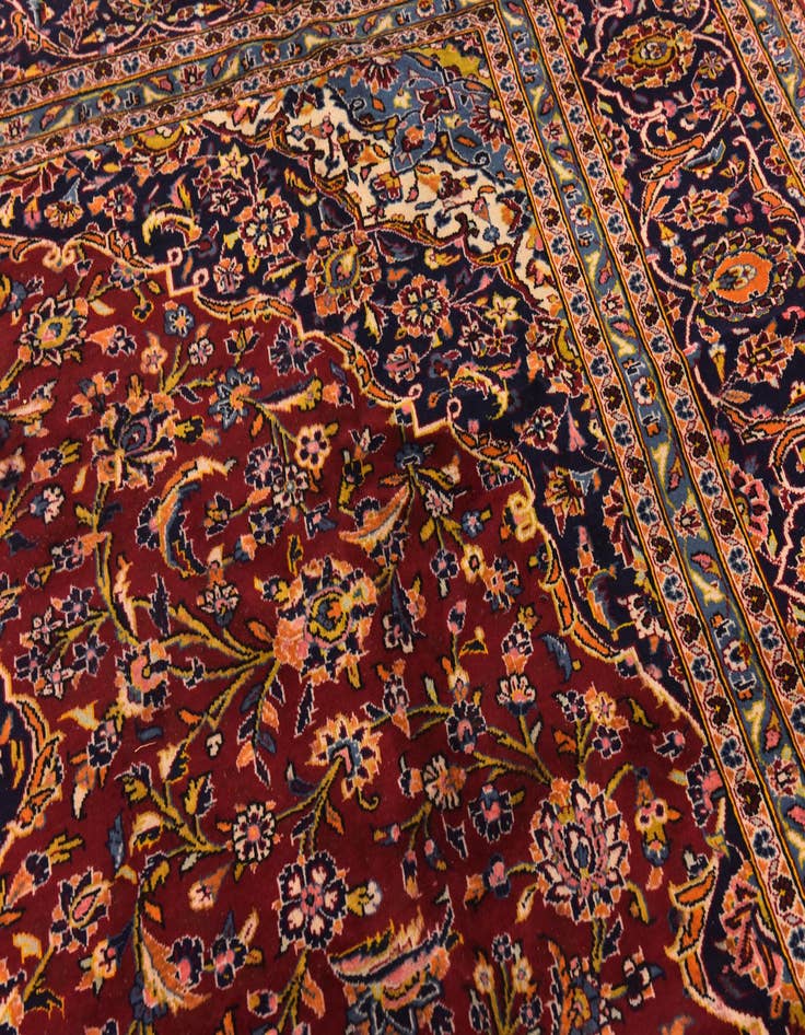 Detail image of  9' 6 x 12' 7  Hand Knotted Kashan Persian Wool Rug
