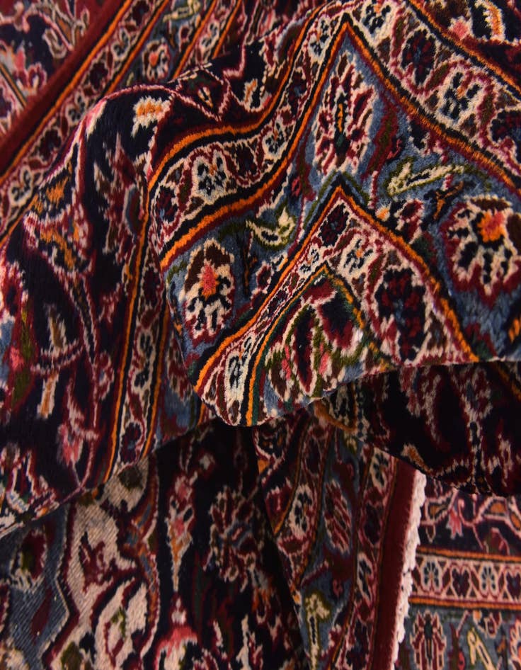 Detail image of  9' 10 x 12' 6  Hand Knotted Kashan Persian Wool Rug