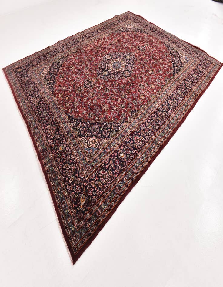 Detail image of  9' 10 x 12' 6  Hand Knotted Kashan Persian Wool Rug