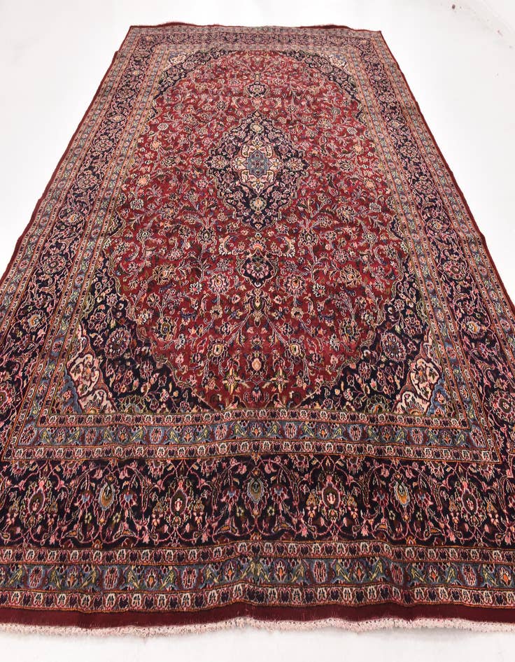 Detail image of  9' 10 x 12' 6  Hand Knotted Kashan Persian Wool Rug