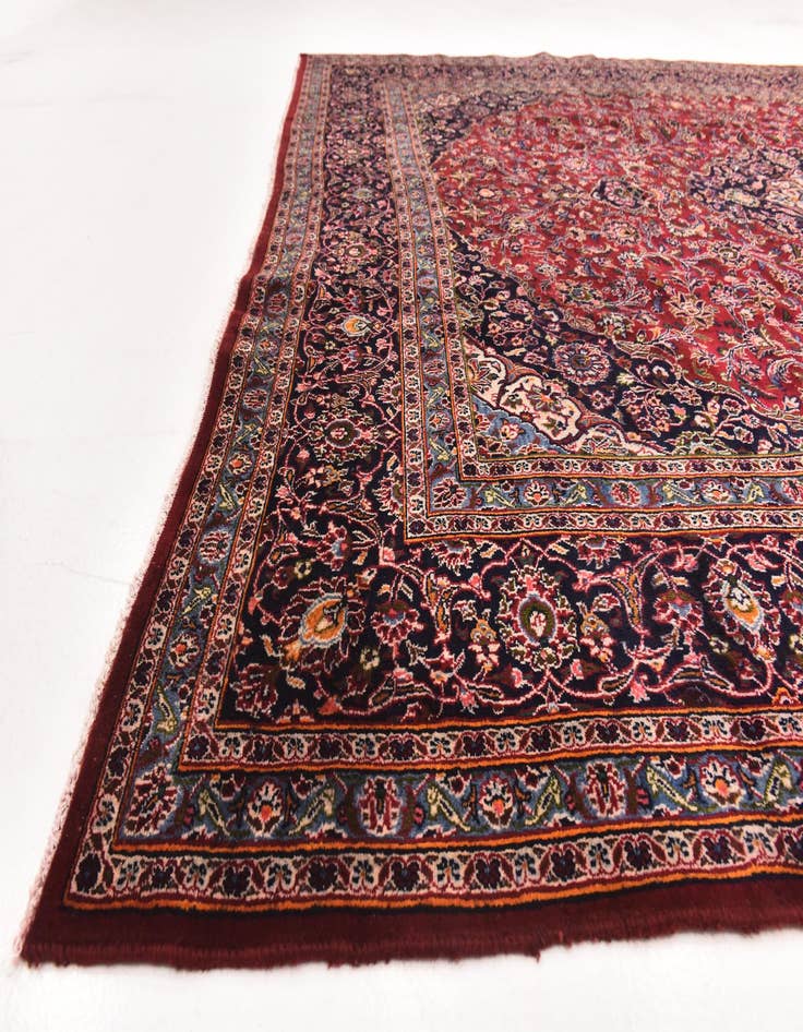 Detail image of  9' 10 x 12' 6  Hand Knotted Kashan Persian Wool Rug