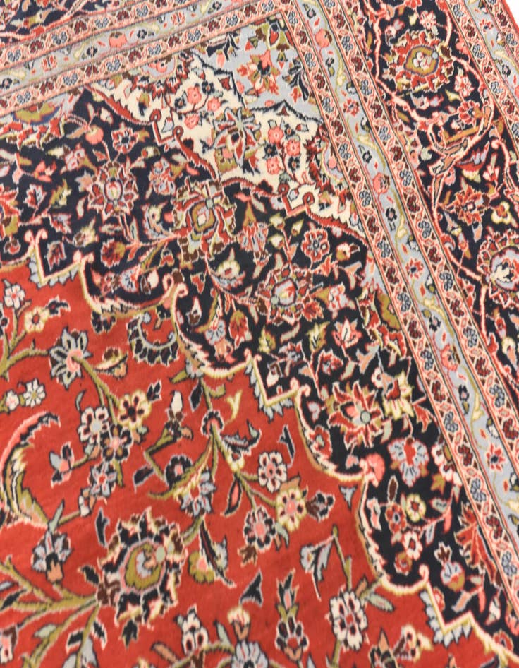 Detail image of  9' 7 x 13' 8  Hand Knotted Kashan Persian Wool Rug
