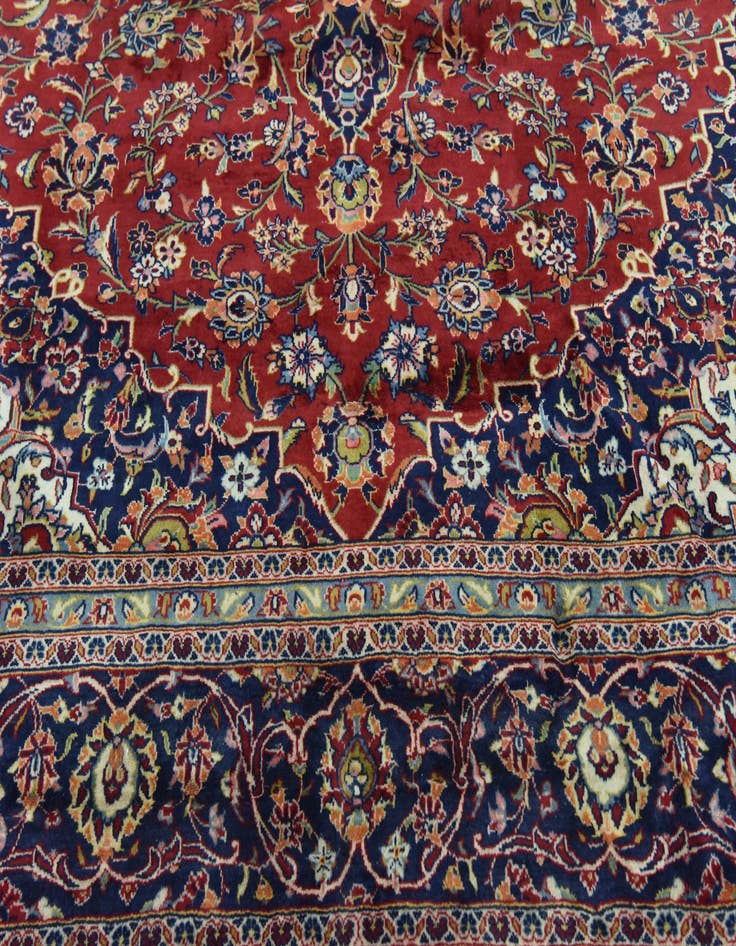 Detail image of  9' 9 x 13' 2  Hand Knotted Kashan Persian Wool Rug