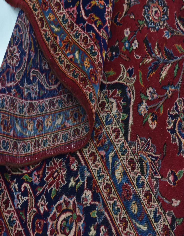 Detail image of  9' 7 x 13'  Hand Knotted Kashan Persian Wool Rug