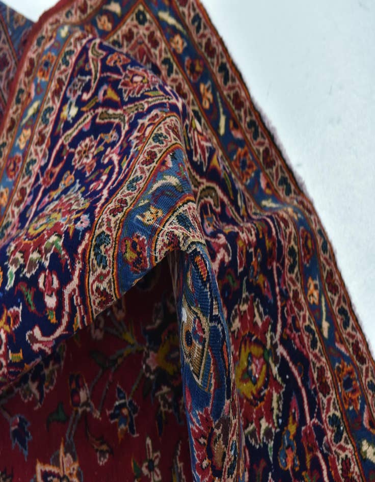 Detail image of  9' 7 x 13'  Hand Knotted Kashan Persian Wool Rug