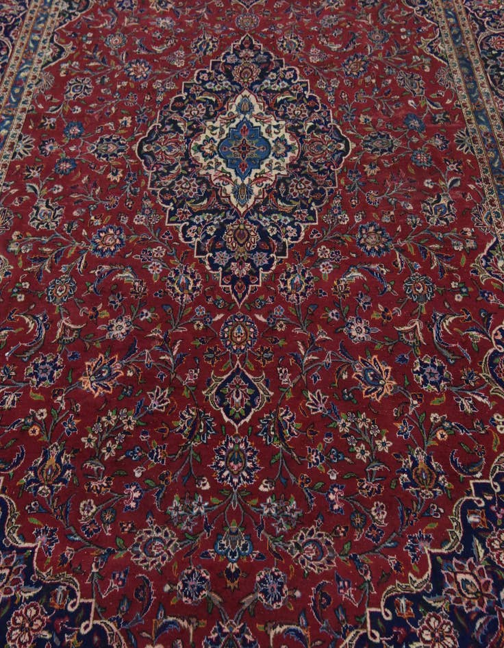 Detail image of  9' 7 x 13'  Hand Knotted Kashan Persian Wool Rug