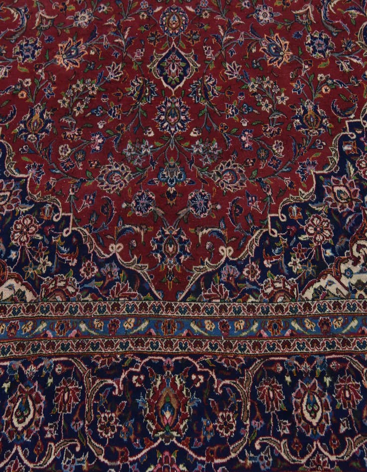 Detail image of  9' 7 x 13'  Hand Knotted Kashan Persian Wool Rug