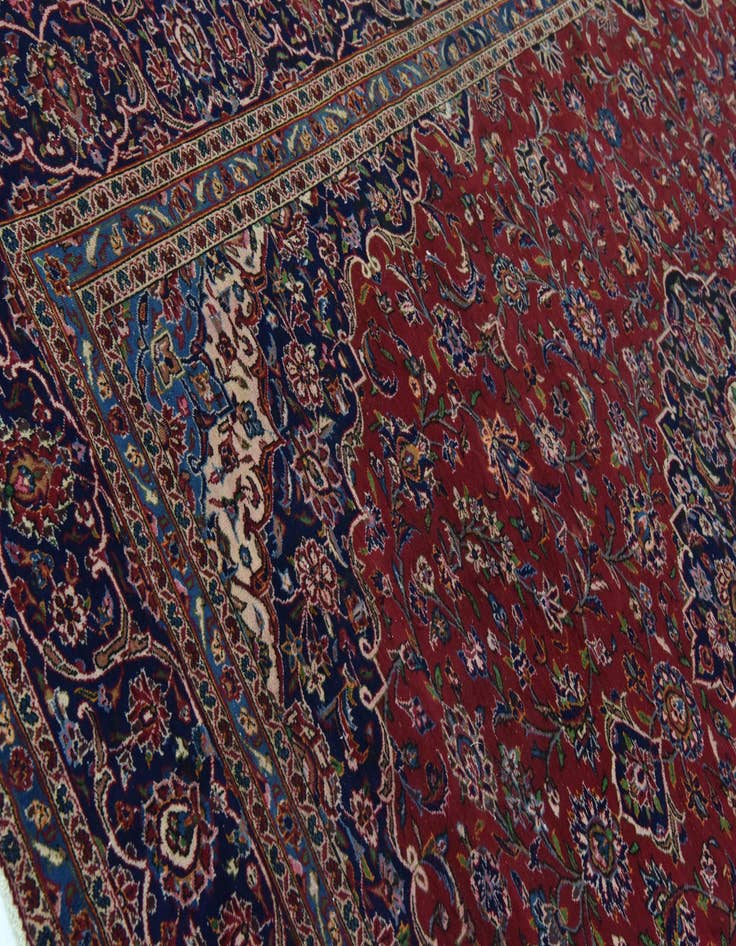 Detail image of  9' 7 x 13'  Hand Knotted Kashan Persian Wool Rug