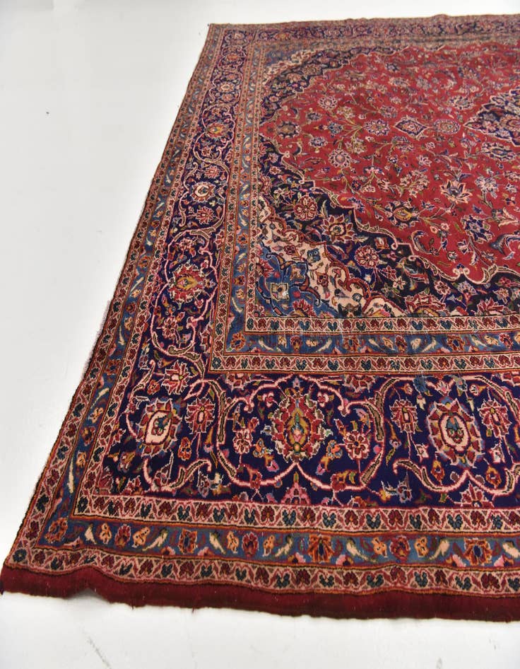 Detail image of  9' 7 x 13'  Hand Knotted Kashan Persian Wool Rug