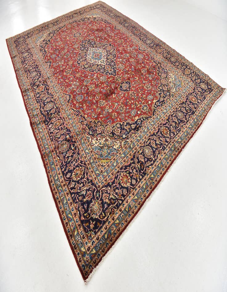 Detail image of  9' 8 x 13' 3  Hand Knotted Kashan Persian Wool Rug