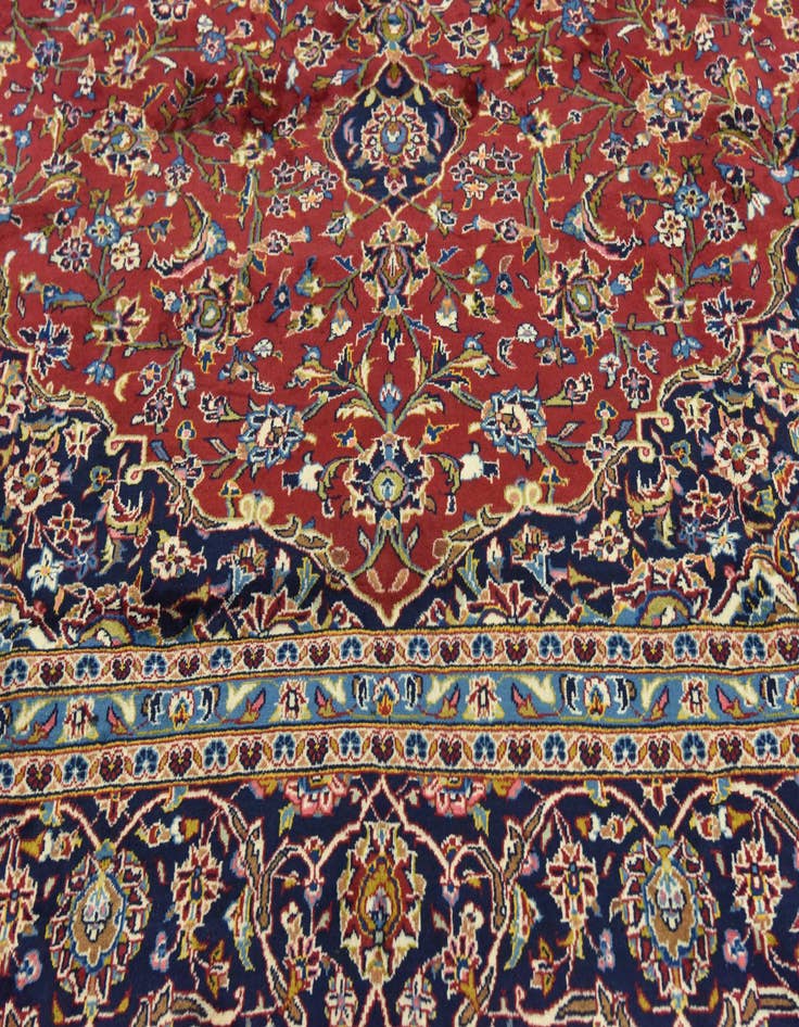 Detail image of  9' 8 x 13' 3  Hand Knotted Kashan Persian Wool Rug